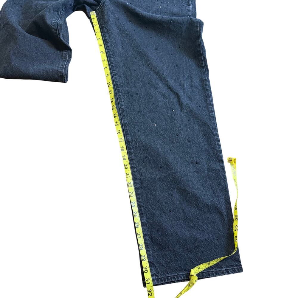 Universal Thread Black Rhinestone Mid Rise 90s Baggy Jeans Size 12 R - Picture 5 of 5